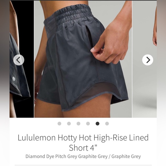 Lululemon Hotty Hot High-Rise Lined Shorts 4” graphite grey & navy size 8 - Picture 2 of 16